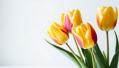 Obraz premium beautiful tulips white background