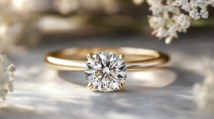 luxurious yellow gold engagement ring set in a classic solitaire style, featuring a stunning diamond that sparkles beautifully