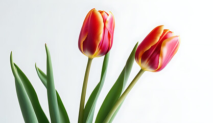 Fototapeta premium beautiful tulips white background