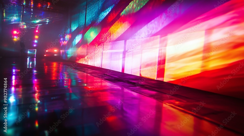 Poster dynamic led projection screens paired with an abstract light show on stage, creating a visually stun