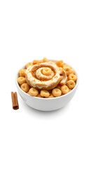 Sweet Cinnamon Roll Flavored Breakfast Cereal Isolated on White Background isolated with white highlights, png