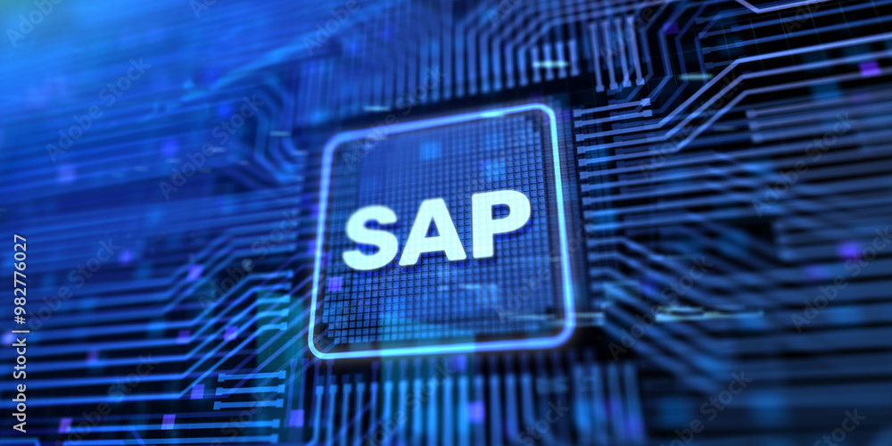 Poster sap business process automation software technology concept.