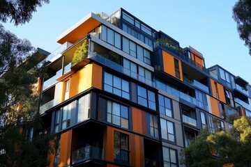 Obraz premium Residential and commercial Apartment building in inner Melbourne suburb VIC , Sydney NSW Australia , ai