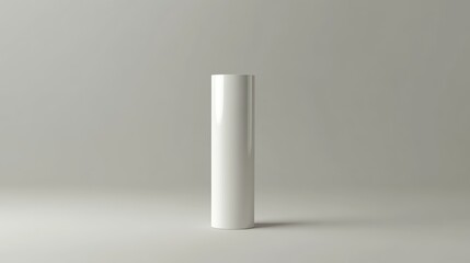 A simple, glossy white cylindrical object standing on a neutral background.