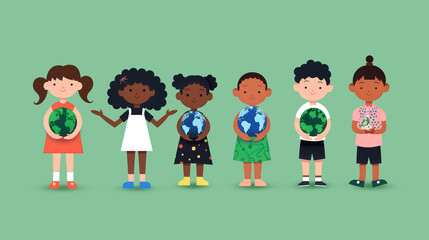 Unity in Diversity, a vibrant illustration showcasing children from various backgrounds joyfully holding a globe, symbolizing hope, harmony, and a shared future for generations.