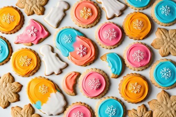 Layered Oatmeal Raisin Cookies Mockup Template on Vibrant Background for Tasty Snack Design Ideas