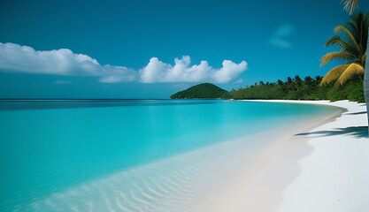 Fototapeta premium luxurious private island white sandy beach turquoise waters