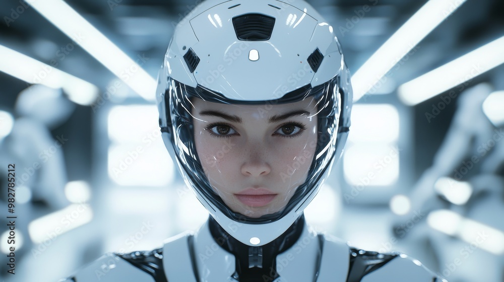 Poster several advanced brain computer interface robots are now part of human life. stock image.