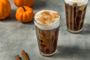 Autumn Iced Pumpkin Spice Latte with Cold Foam