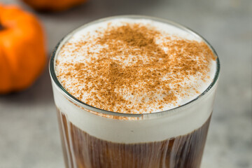 Autumn Iced Pumpkin Spice Latte with Cold Foam