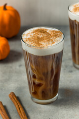 Autumn Iced Pumpkin Spice Latte with Cold Foam