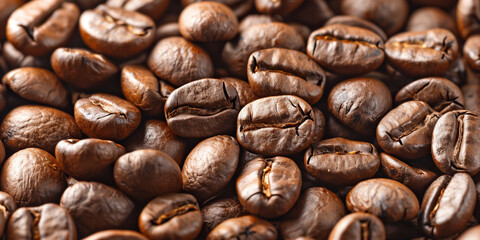 Obraz premium Closeup of coffee beans for background, Coffee time and relax background, Generative AI