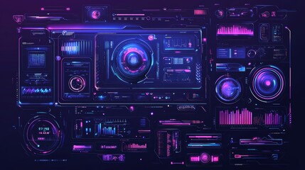 Twitch interface and overlay. Gamer username panels, menus, and buttons. Template for online videos, digital user interfaces, and cartoons.