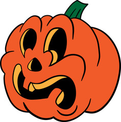 The jack o lantern classic cartoon style for halloween concept .