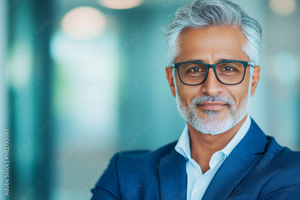 Wall mural smiling businessman in a blue suit.