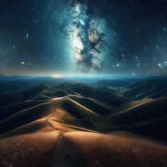 Picture a hillside shrouded in a mysterious fog as dusk settles in.