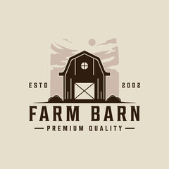 wooden barn logo vintage vector illustration template icon graphic design. farm house livestock sign or symbol for professional farmer and business with retro style