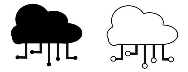 Technology cloud icon set. Vector illustration