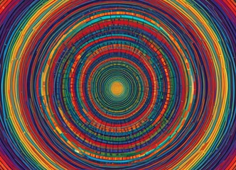 A vibrant hypnotic pattern of concentric circles radiating outward from a central point