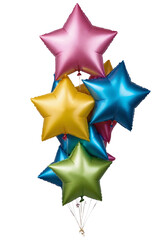 Obraz premium Candy Colored Star Shaped Helium Balloons, Vibrant, Festive, Playful