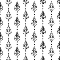 seamless pattern with black and white flowers symbol sign fashion clothing pattern vector illustration