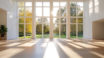 Bright Modern Interior with Scenic Nature View