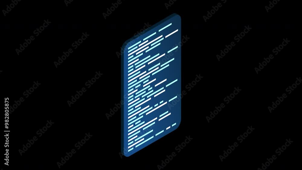 Poster isometric coding screen animation. coding programming technology. programming concept. technology an