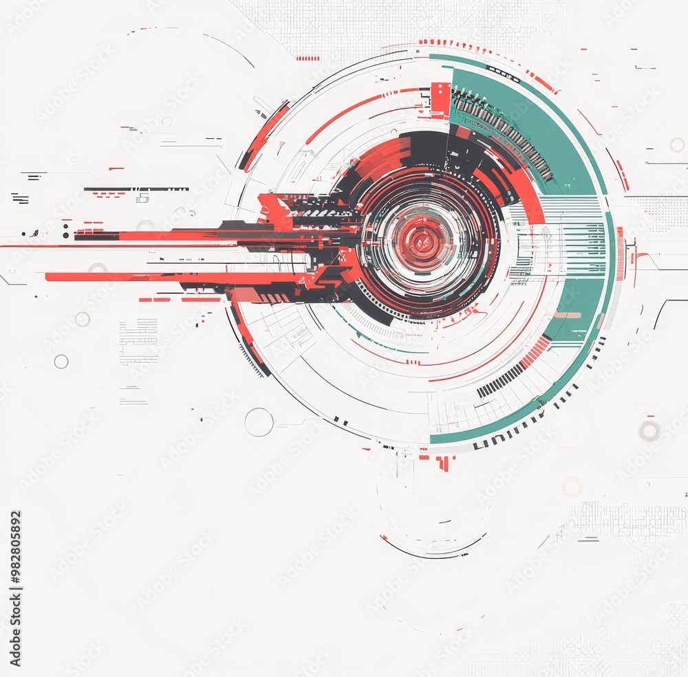 Poster digital hud with circular scale.