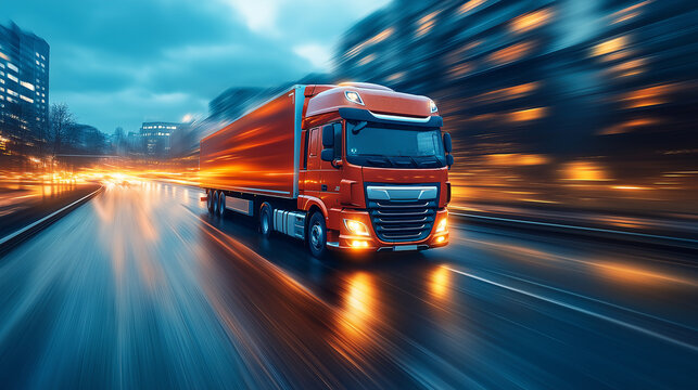  Express Delivery with Speed Lines: "A delivery truck driving at high speed with motion blur and speed lines, highlighting express delivery services for fast and urgent shipments."