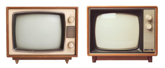 vintage television set with transparent background