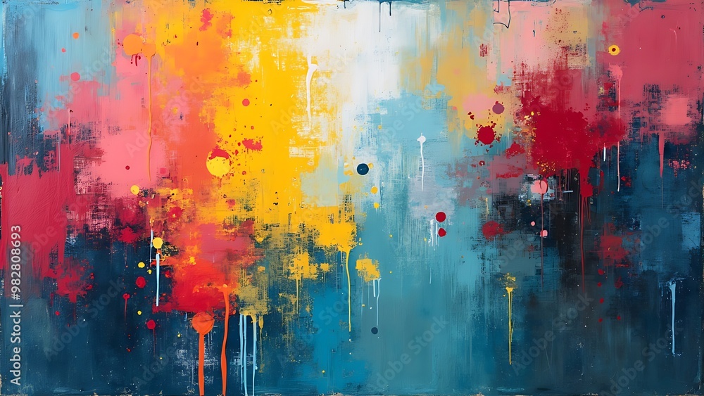 Poster abstract hand-painted canvas background with bold textures and colors, perfect for creative and arti