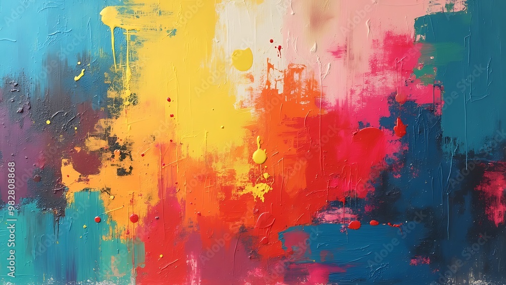 Poster abstract hand-painted canvas background with bold textures and colors, perfect for creative and arti