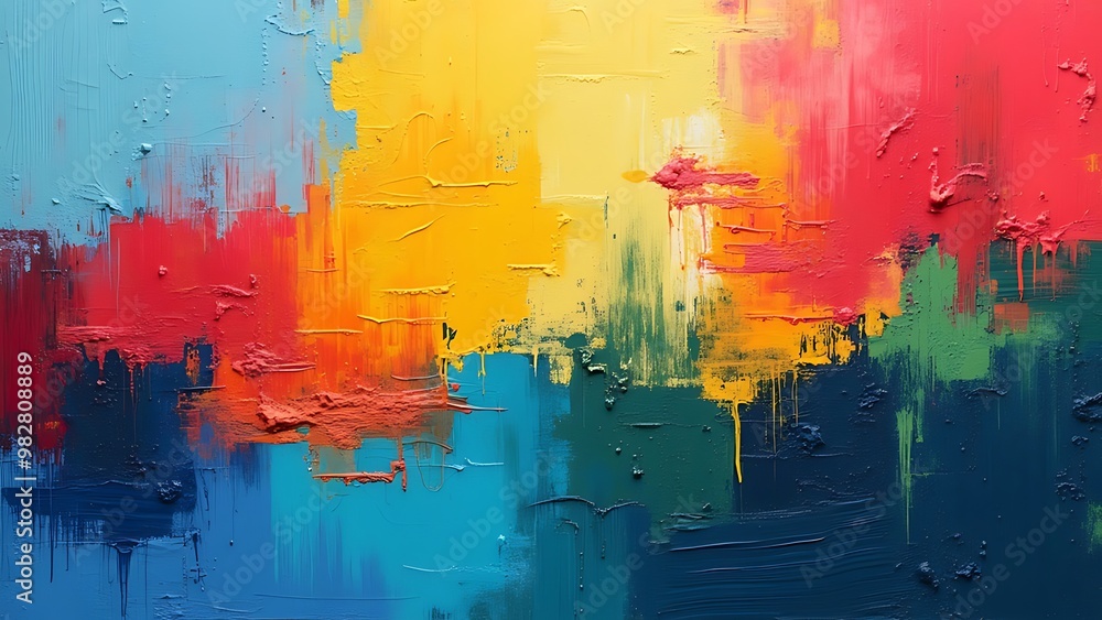 Poster abstract hand-painted canvas background with bold textures and colors, perfect for creative and arti