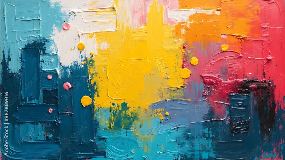 Poster abstract hand-painted canvas background with bold textures and colors, perfect for creative and arti