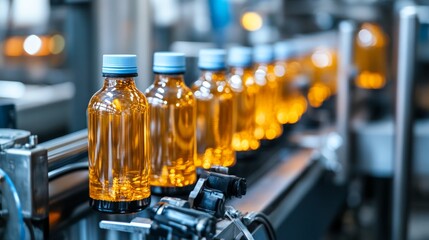 Automated Plastic Bottle Extrusion Production Line in Modern Factory Showcasing High-Tech Equipment and Efficiency