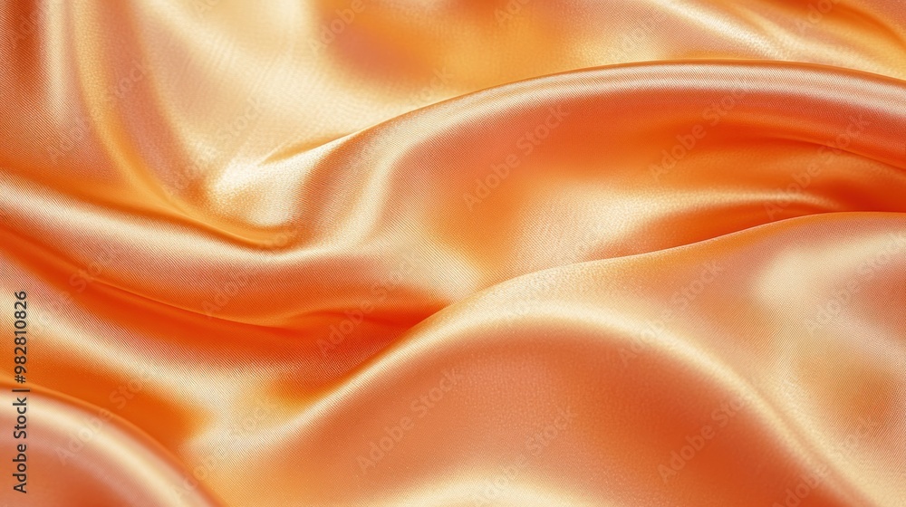 Poster A smooth, flowing orange satin fabric showcasing its luxurious texture and sheen.