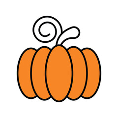 pumpkin color line icon with white background vector stock illustration
