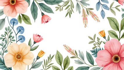 Obraz premium Delicate watercolor floral pattern with soft pastel colors, perfect for elegant designs, wedding invitations, and feminine projects.