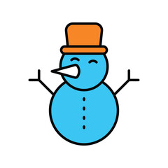 snowman color line icon with white background vector stock illustration