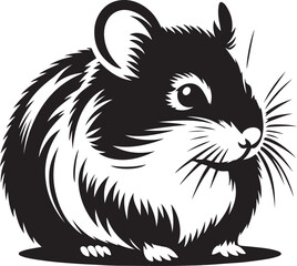Beautiful Black And White Hamster silhouette vector art illustration
