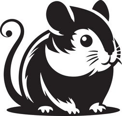 Beautiful Black And White Hamster silhouette vector art illustration
