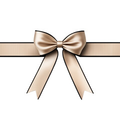 Fototapeta premium Beige satin bow ribbon decoration isolated on transparent background
