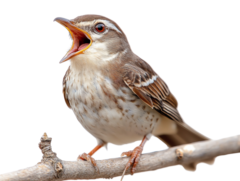 A vibrant bird perched on a branch, singing joyfully in nature, showcasing its beautiful plumage and expressive features.