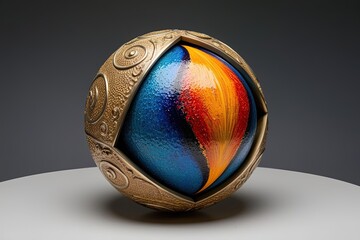 Handcrafted Textured Sphere with Ellipsoid Swirl Motif Design