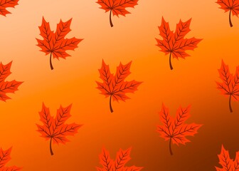 Dry autumn leaves. Pattern with yellow fallen leaves. Orange autumn leaves on an orange background. Golden season. Maple leaves.