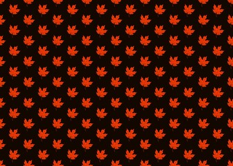 Dry autumn leaves. Seamless pattern with yellow fallen leaves. Orange autumn leaves on a dark brown background. Golden season. Maple leaves.