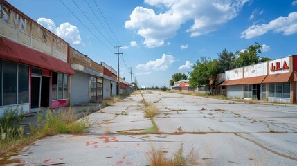 Abandoned downtown of small city image, ai generated