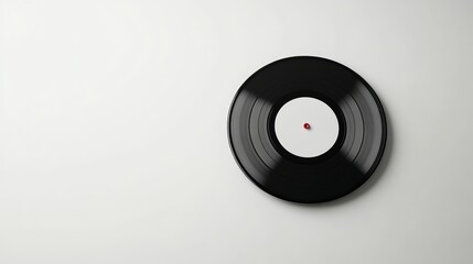 3D music album cover with vinyl disc, retro music element, eye level view, photorealistic texture, isolated on white background