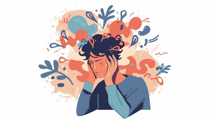 ADHD Illustration, Neurodivergent thoughts and frustration