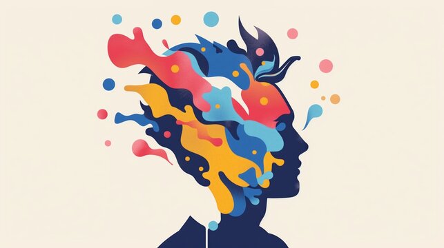 ADHD Illustration, Neurodivergent thoughts and frustration - Powered by Adobe